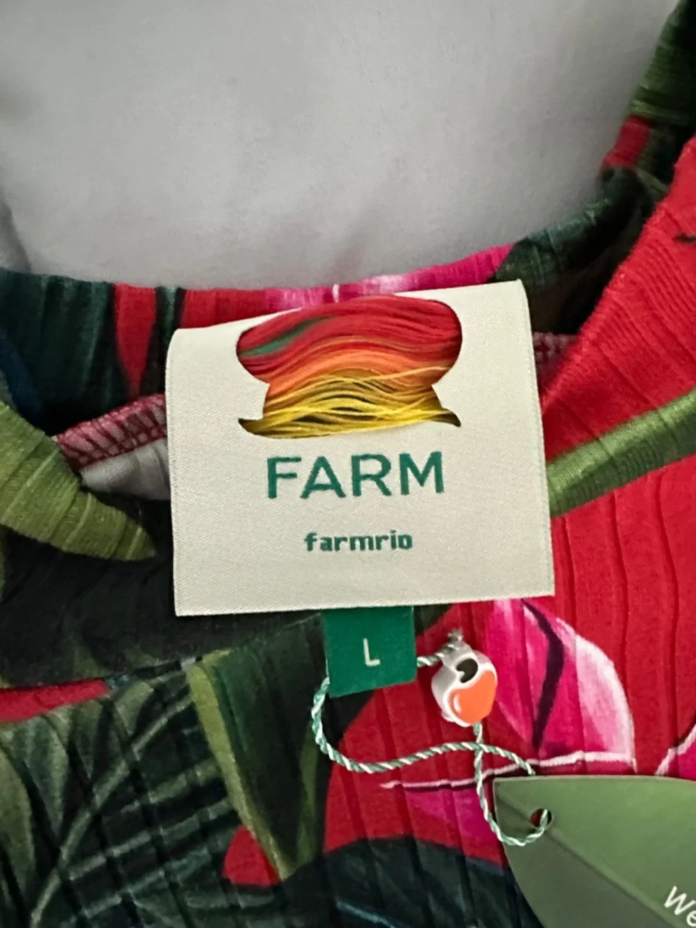 FARM Rio Red Ribbed Tropical Print Bodysuit - Picture 2 of 8
